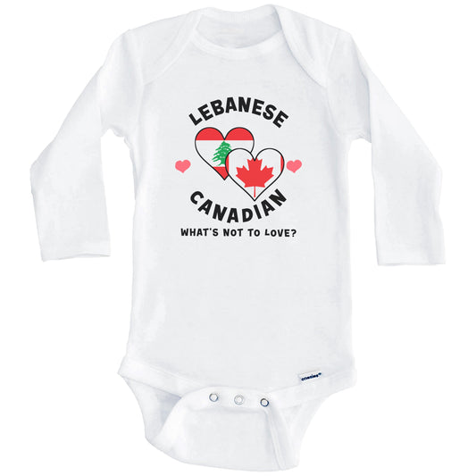 Lebanese Canadian What's Not To Love Heart Flags Baby Bodysuit (Long Sleeves)