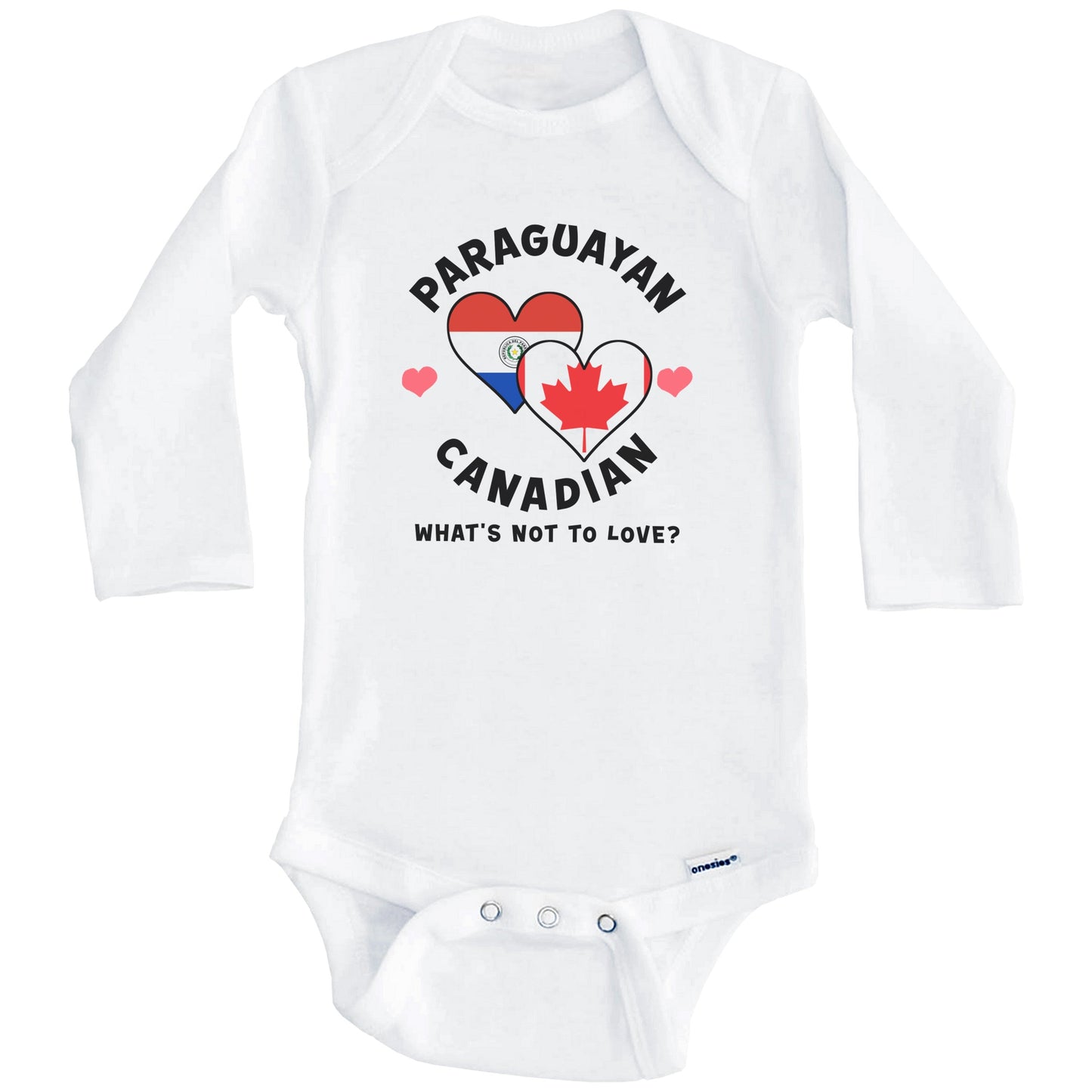 Paraguayan Canadian What's Not To Love Heart Flags Baby Bodysuit (Long Sleeves)