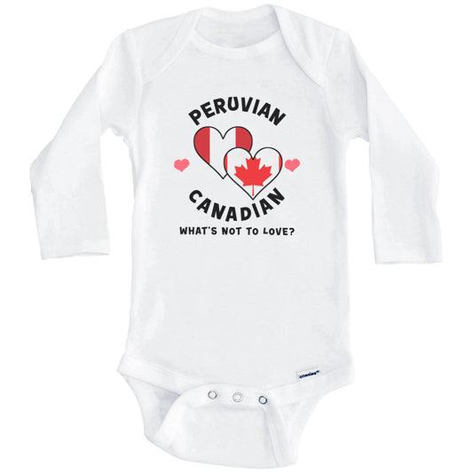 Peruvian Canadian What's Not To Love Heart Flags Baby Bodysuit (Long Sleeves)