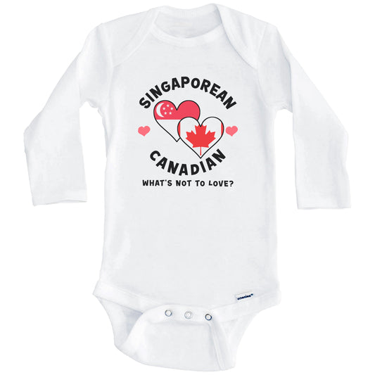 Singaporean Canadian What's Not To Love Heart Flags Baby Bodysuit (Long Sleeves)