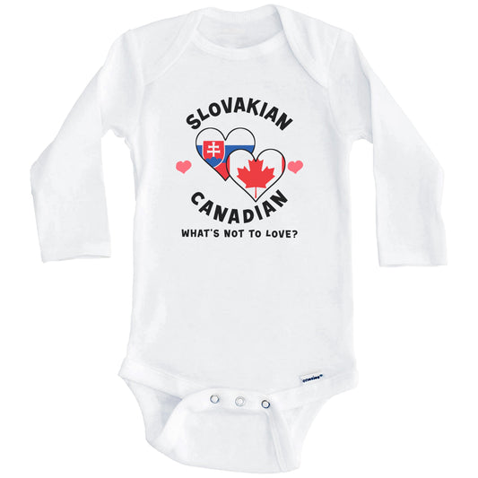 Slovakian Canadian What's Not To Love Heart Flags Baby Bodysuit (Long Sleeves)