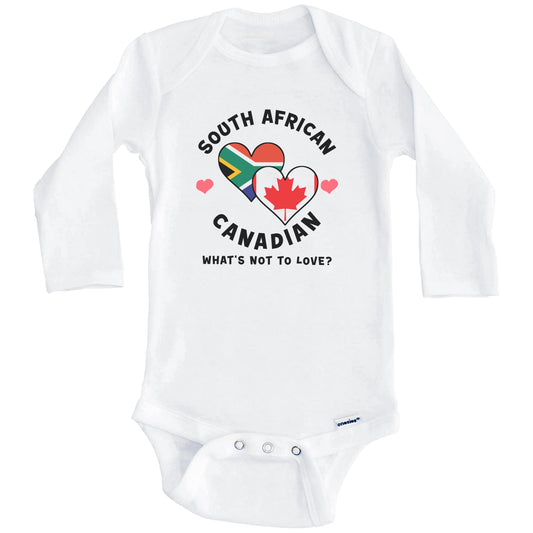 South African Canadian What's Not To Love Heart Flags Baby Bodysuit (Long Sleeves)