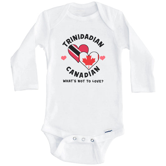 Trinidadian Canadian What's Not To Love Heart Flags Baby Bodysuit (Long Sleeves)