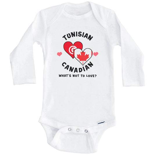 Tunisian Canadian What's Not To Love Heart Flags Baby Bodysuit (Long Sleeves)