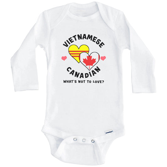 Vietnamese Canadian What's Not To Love Heart Flags Baby Bodysuit (Long Sleeves)