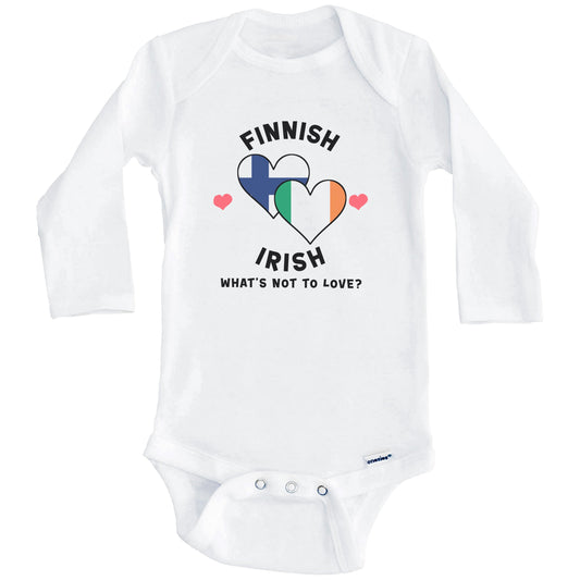 Finnish Irish What's Not To Love Heart Flags Baby Bodysuit (Long Sleeves)