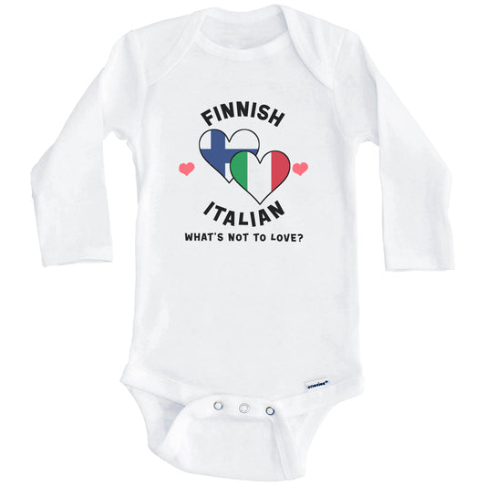 Finnish Italian What's Not To Love Heart Flags Baby Bodysuit (Long Sleeves)