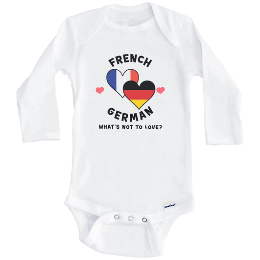 French German What's Not To Love Heart Flags Baby Bodysuit (Long Sleeves)