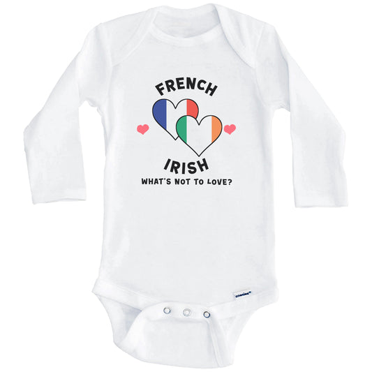 French Irish What's Not To Love Heart Flags Baby Bodysuit (Long Sleeves)