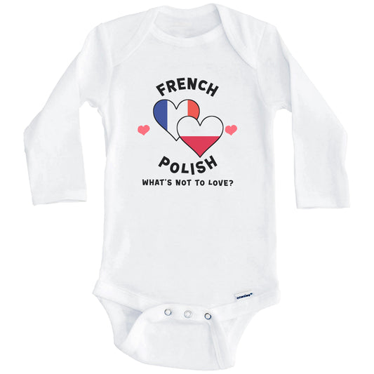 French Polish What's Not To Love Heart Flags Baby Bodysuit (Long Sleeves)