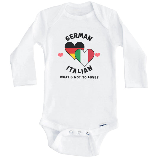 German Italian What's Not To Love Heart Flags Baby Bodysuit (Long Sleeves)