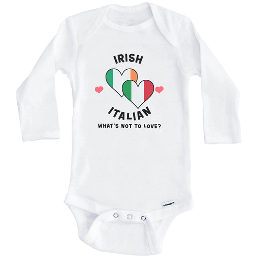 Irish Italian What's Not To Love Heart Flags Baby Bodysuit (Long Sleeves)