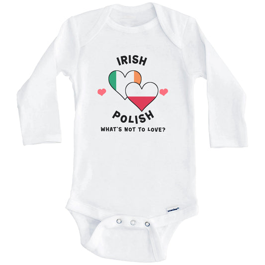 Irish Polish What's Not To Love Heart Flags Baby Bodysuit (Long Sleeves)