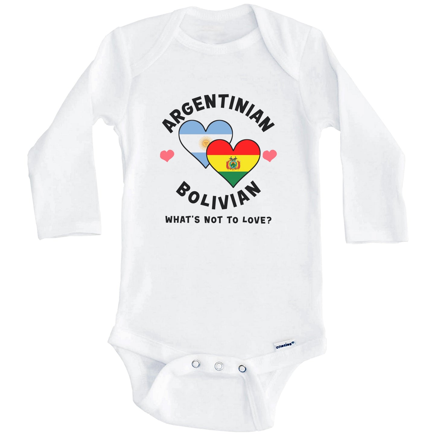 Argentinian Bolivian What's Not To Love Heart Flags Baby Bodysuit (Long Sleeves)