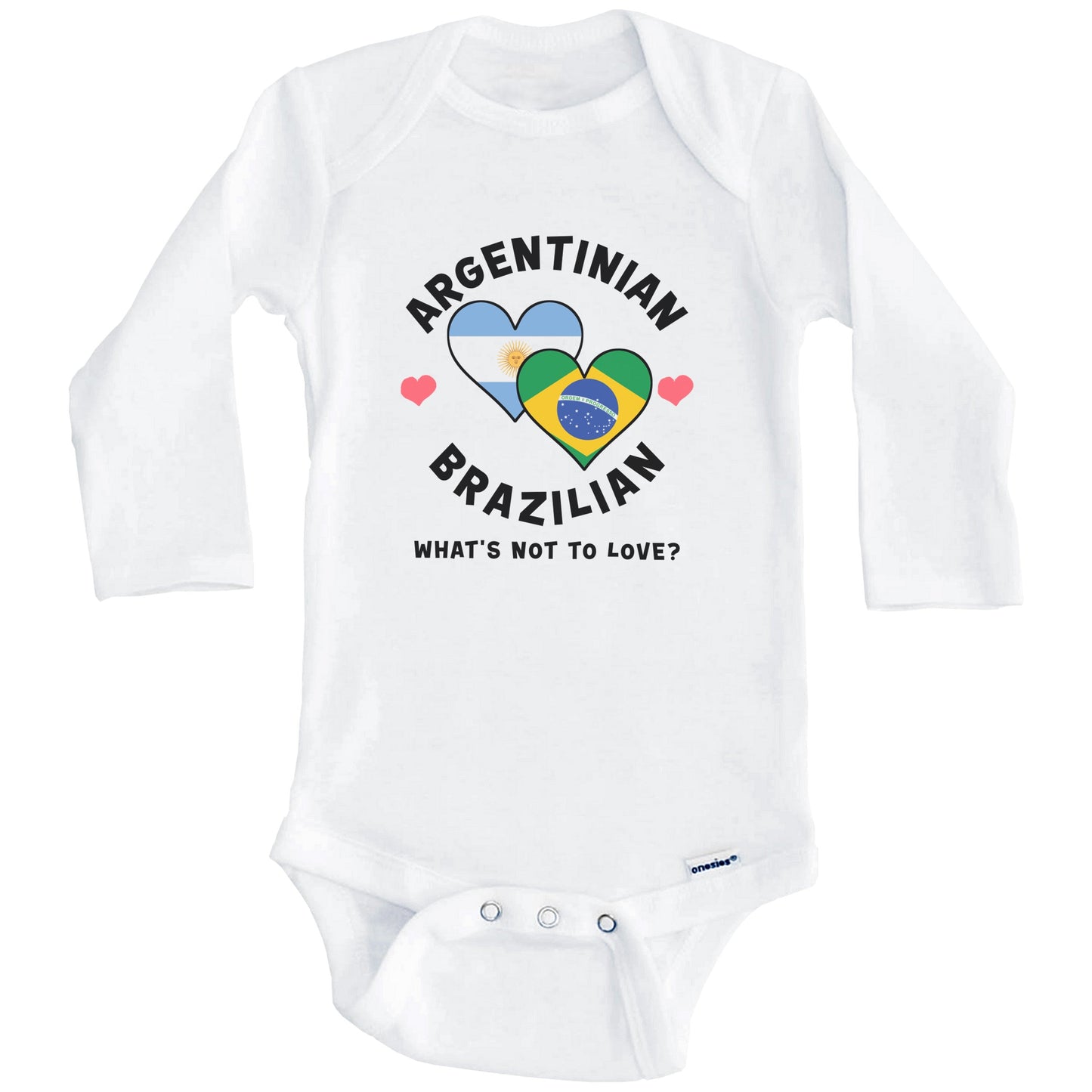 Argentinian Brazilian What's Not To Love Heart Flags Baby Bodysuit (Long Sleeves)