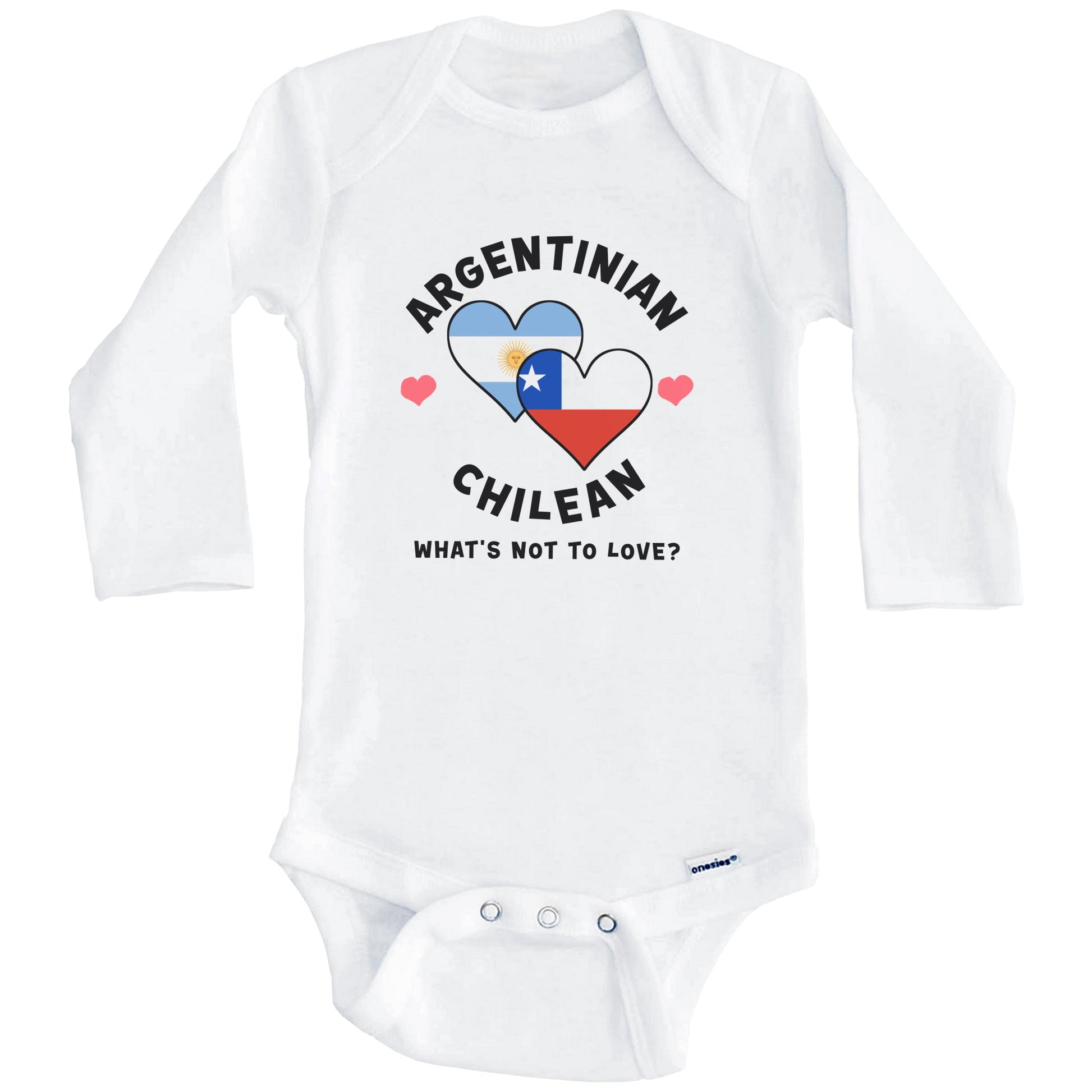 Argentinian Chilean What's Not To Love Heart Flags Baby Bodysuit (Long Sleeves)