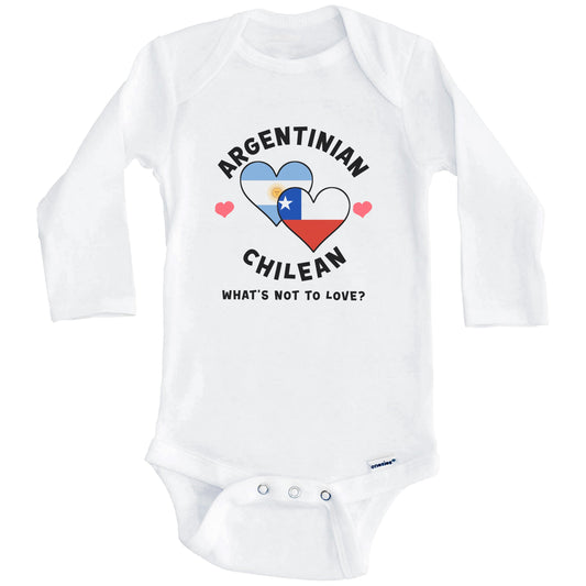 Argentinian Chilean What's Not To Love Heart Flags Baby Bodysuit (Long Sleeves)