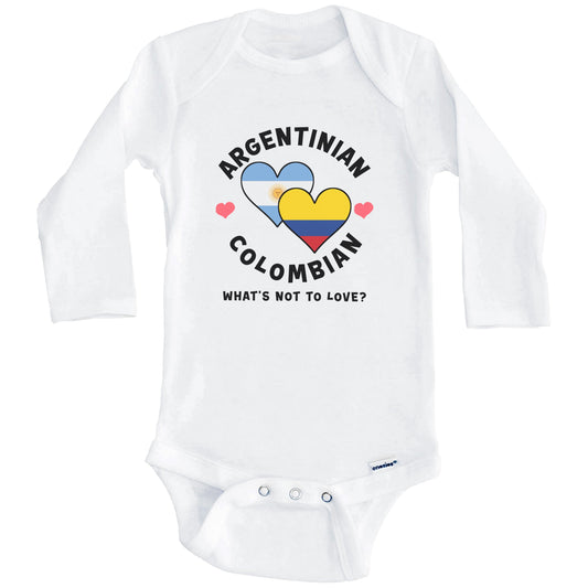 Argentinian Colombian What's Not To Love Heart Flags Baby Bodysuit (Long Sleeves)