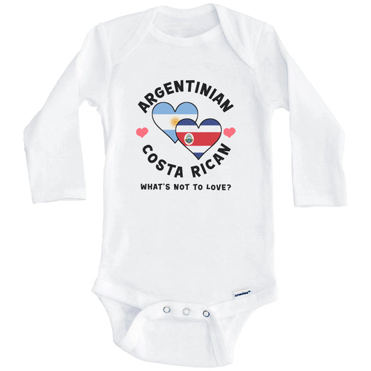 Argentinian Costa Rican What's Not To Love Heart Flags Baby Bodysuit (Long Sleeves)