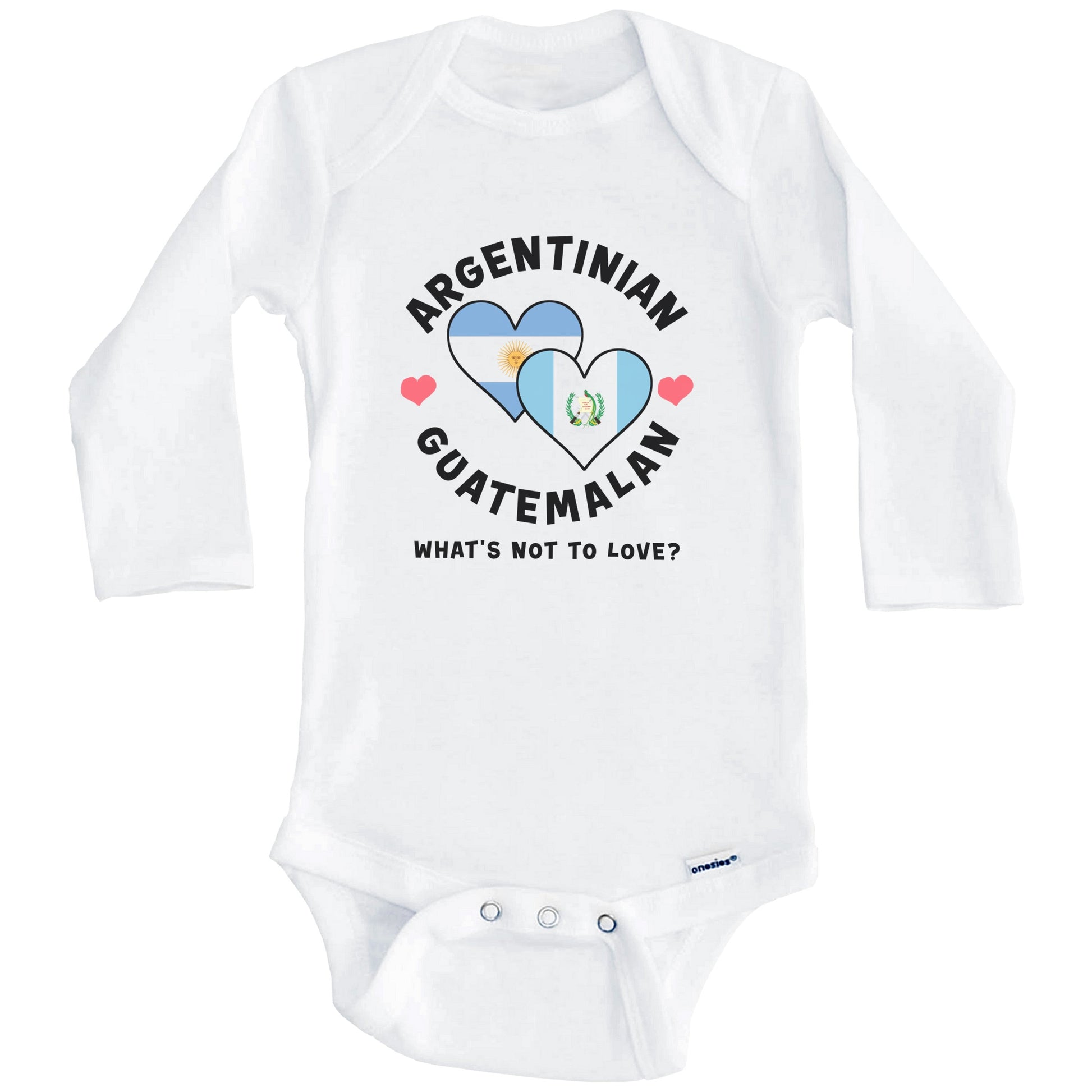 Argentinian Guatemalan What's Not To Love Heart Flags Baby Bodysuit (Long Sleeves)