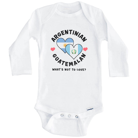 Argentinian Guatemalan What's Not To Love Heart Flags Baby Bodysuit (Long Sleeves)