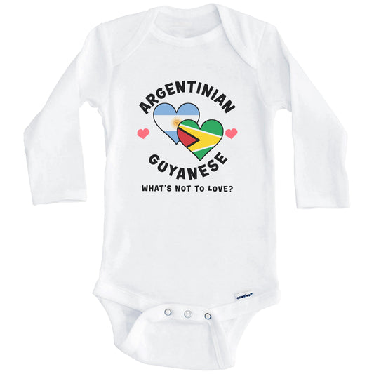 Argentinian Guyanese What's Not To Love Heart Flags Baby Bodysuit (Long Sleeves)