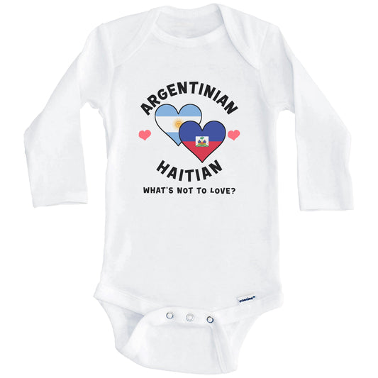 Argentinian Haitian What's Not To Love Heart Flags Baby Bodysuit (Long Sleeves)