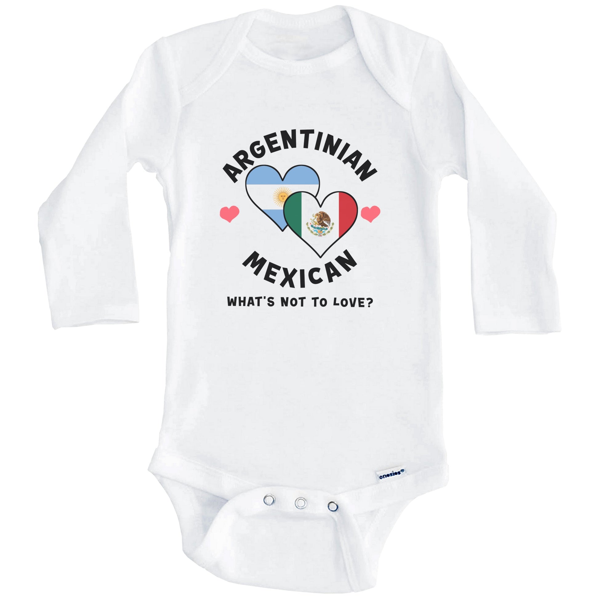 Argentinian Mexican What's Not To Love Heart Flags Baby Bodysuit (Long Sleeves)