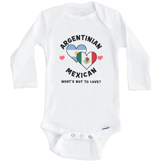 Argentinian Mexican What's Not To Love Heart Flags Baby Bodysuit (Long Sleeves)
