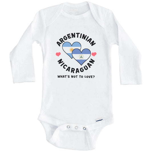 Argentinian Nicaraguan What's Not To Love Heart Flags Baby Bodysuit (Long Sleeves)