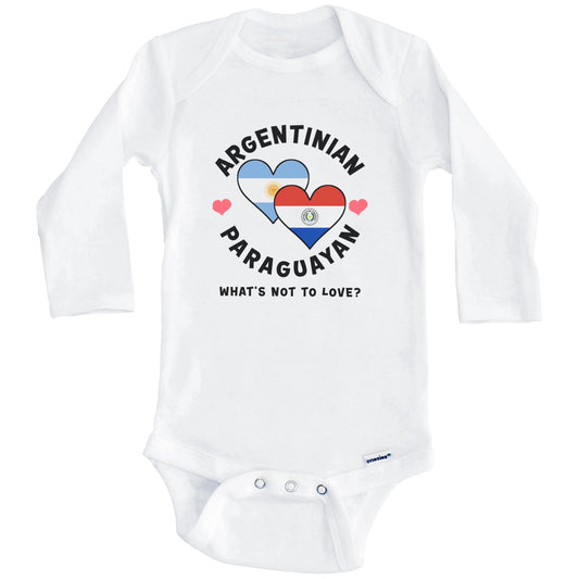 Argentinian Paraguayan What's Not To Love Heart Flags Baby Bodysuit (Long Sleeves)