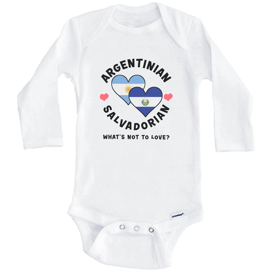 Argentinian Salvadorian What's Not To Love Heart Flags Baby Bodysuit (Long Sleeves)