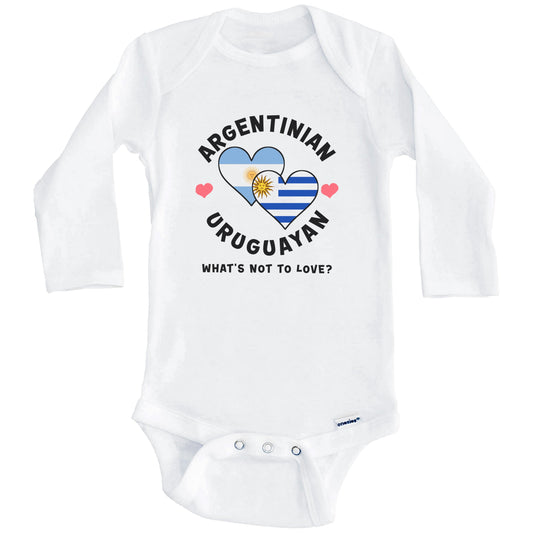 Argentinian Uruguayan What's Not To Love Heart Flags Baby Bodysuit (Long Sleeves)