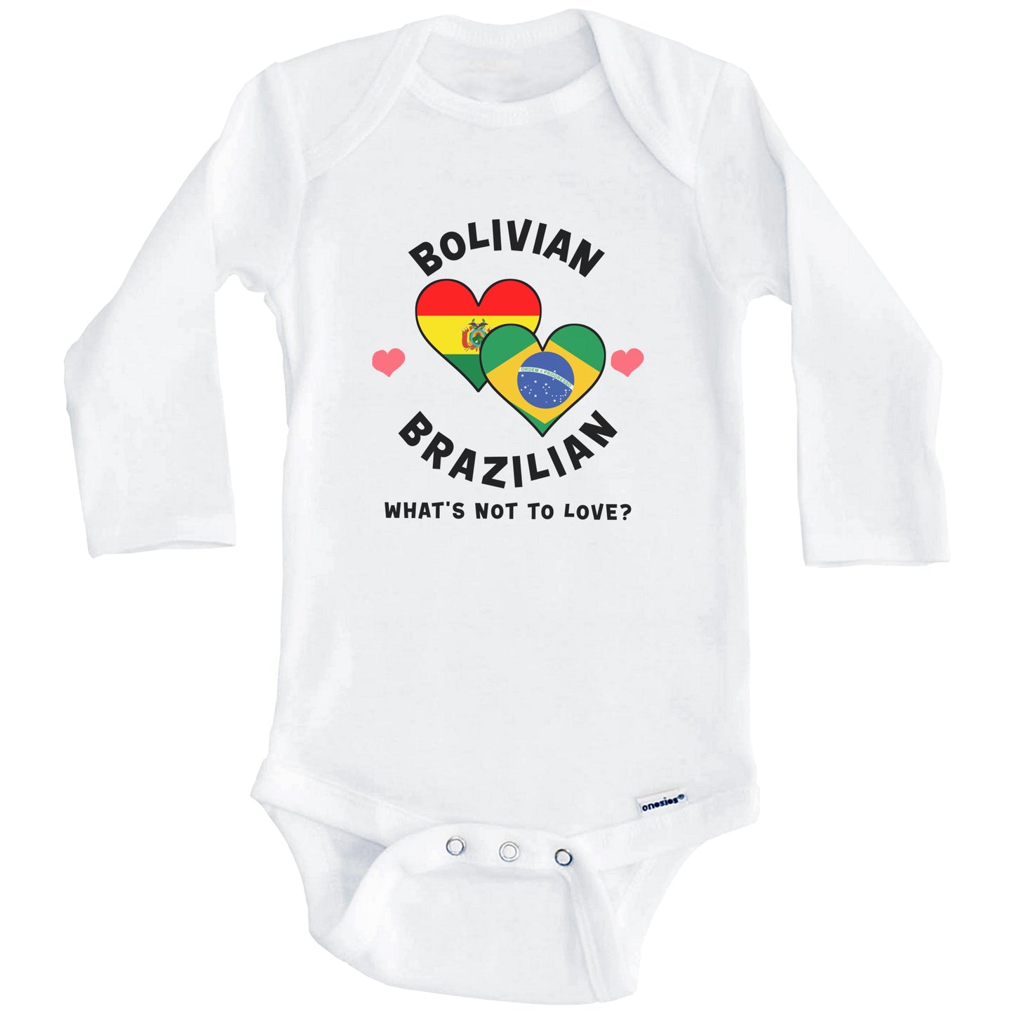 Bolivian Brazilian What's Not To Love Heart Flags Baby Bodysuit (Long Sleeves)