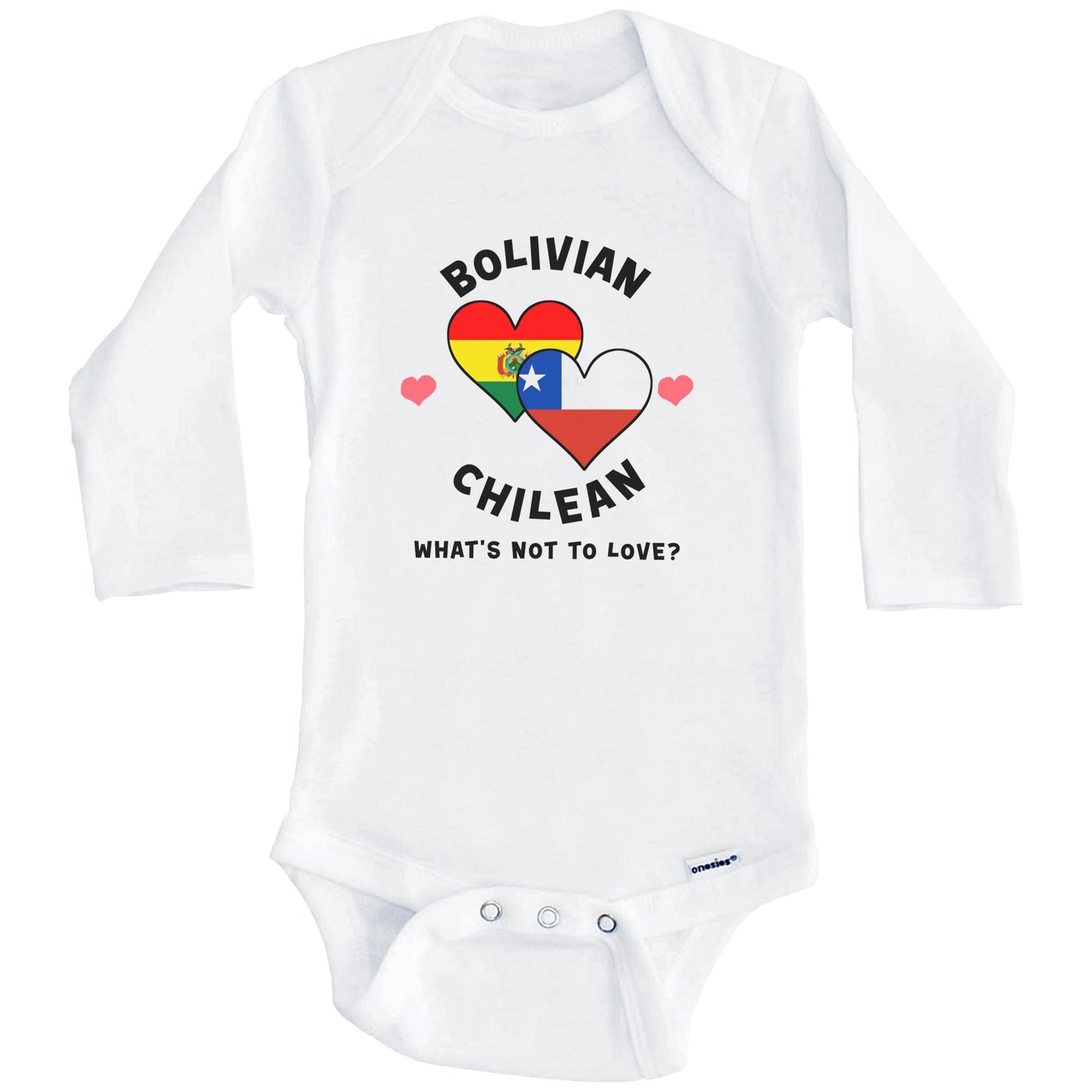 Bolivian Chilean What's Not To Love Heart Flags Baby Bodysuit (Long Sleeves)