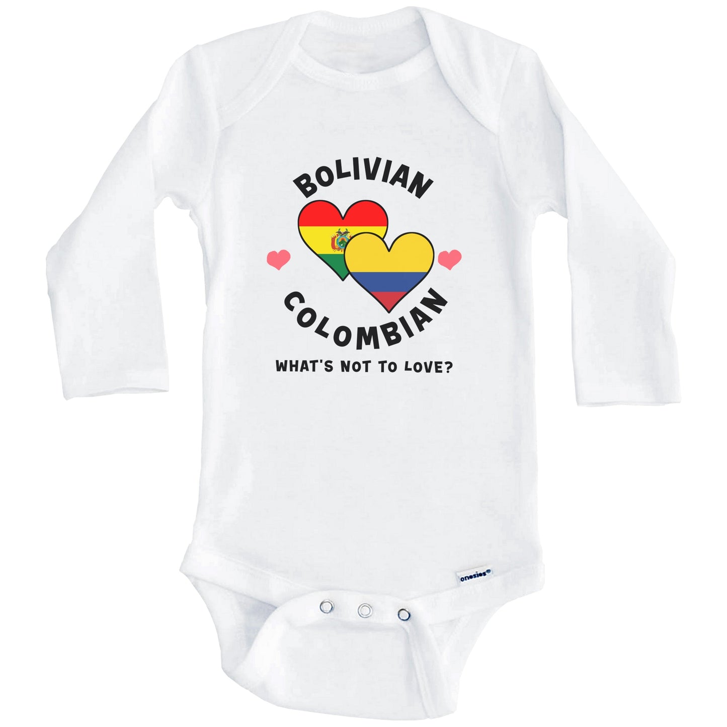 Bolivian Colombian What's Not To Love Heart Flags Baby Bodysuit (Long Sleeves)