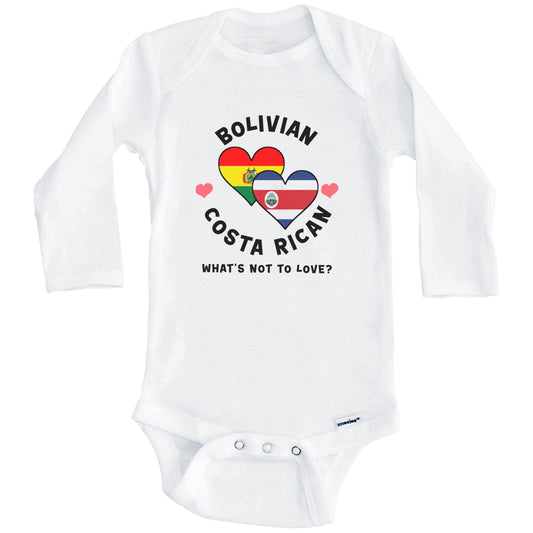 Bolivian Costa Rican What's Not To Love Heart Flags Baby Bodysuit (Long Sleeves)