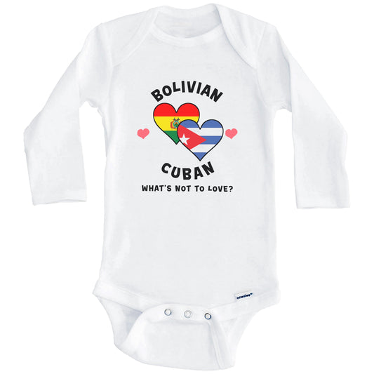 Bolivian Cuban What's Not To Love Heart Flags Baby Bodysuit (Long Sleeves)