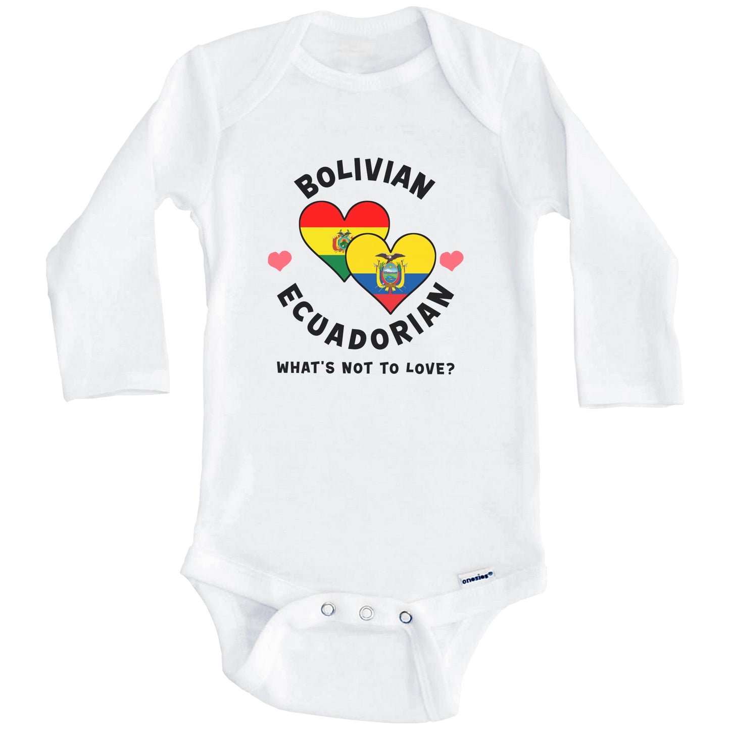 Bolivian Ecuadorian What's Not To Love Heart Flags Baby Bodysuit (Long Sleeves)