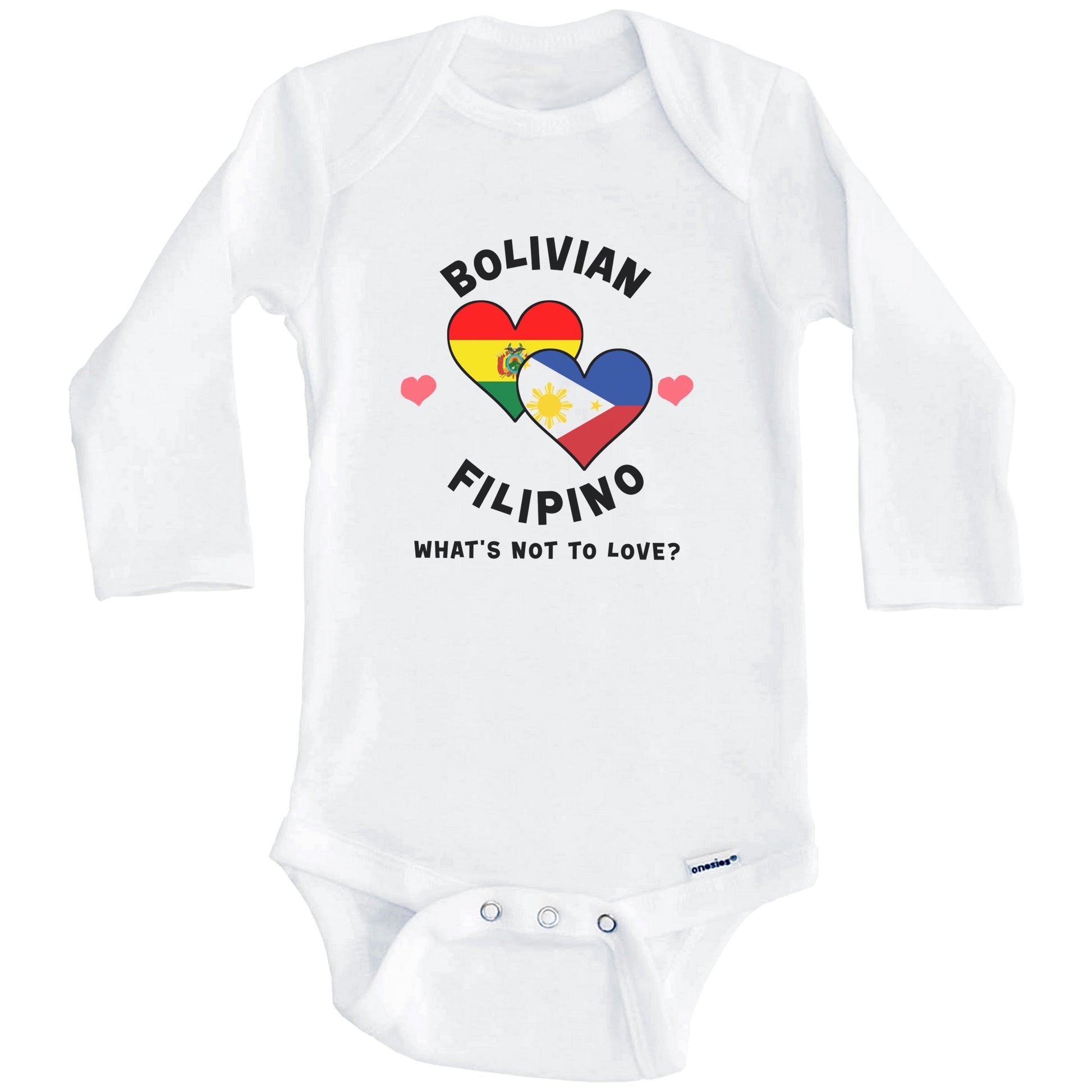 Bolivian Filipino What's Not To Love Heart Flags Baby Bodysuit (Long Sleeves)