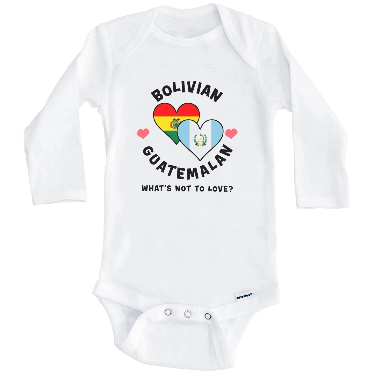 Bolivian Guatemalan What's Not To Love Heart Flags Baby Bodysuit (Long Sleeves)