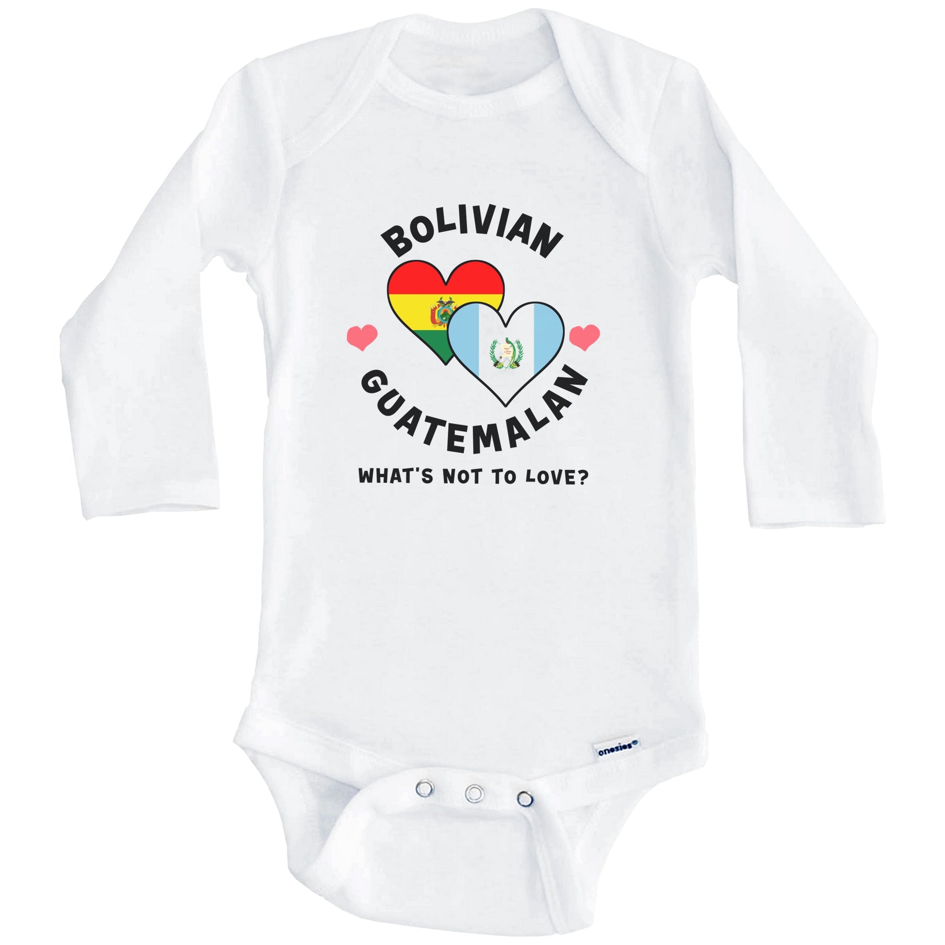 Bolivian Guatemalan What's Not To Love Heart Flags Baby Bodysuit (Long Sleeves)