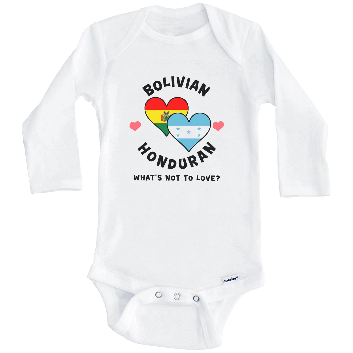 Bolivian Honduran What's Not To Love Heart Flags Baby Bodysuit (Long Sleeves)