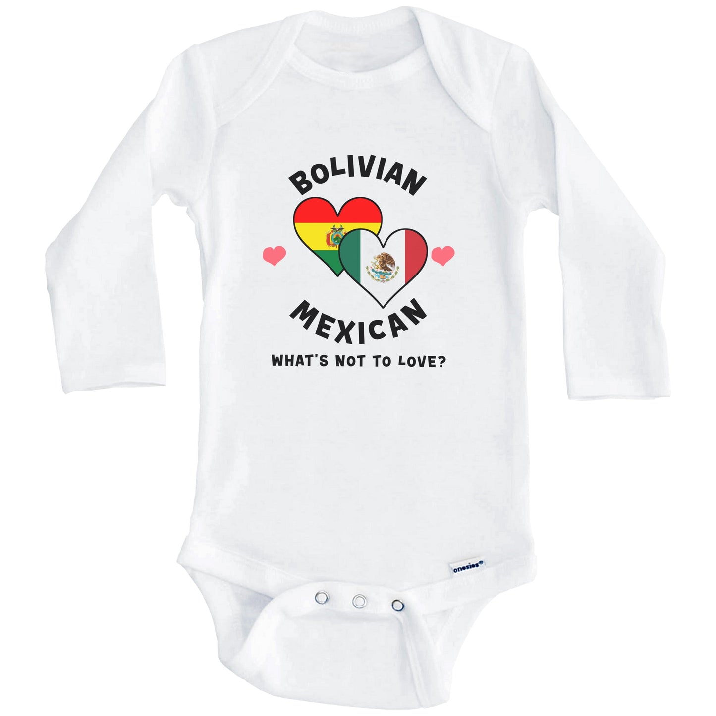 Bolivian Mexican What's Not To Love Heart Flags Baby Bodysuit (Long Sleeves)