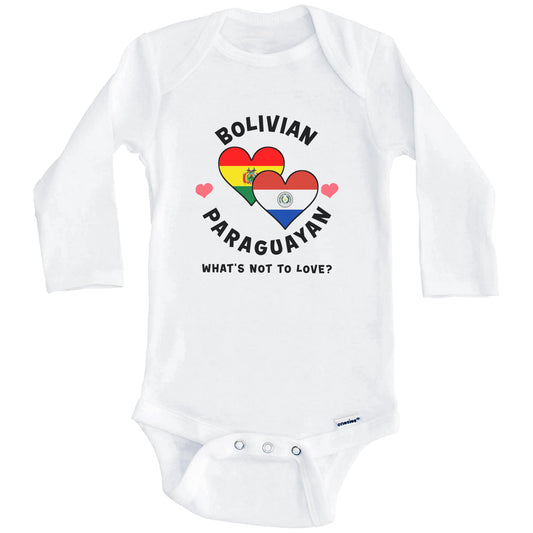 Bolivian Paraguayan What's Not To Love Heart Flags Baby Bodysuit (Long Sleeves)