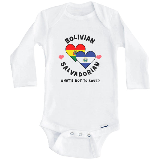 Bolivian Salvadorian What's Not To Love Heart Flags Baby Bodysuit (Long Sleeves)