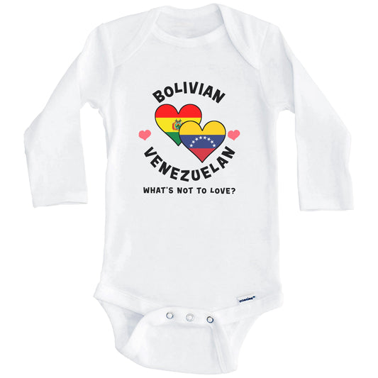 Bolivian Venezuelan What's Not To Love Heart Flags Baby Bodysuit (Long Sleeves)