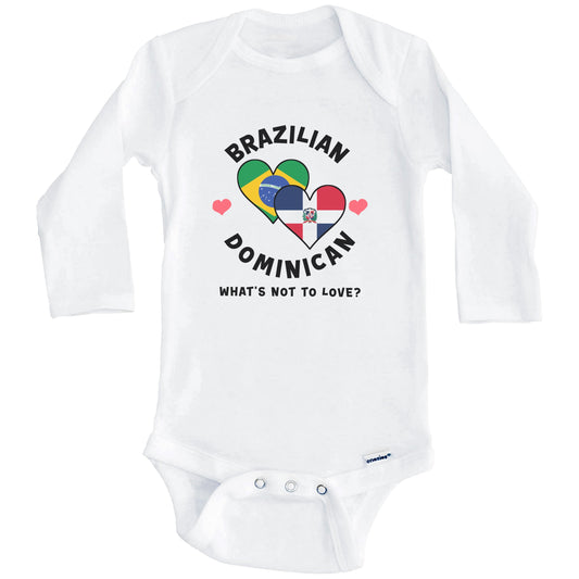 Brazilian Dominican What's Not To Love Heart Flags Baby Bodysuit (Long Sleeves)