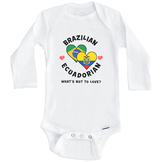 Brazilian Ecuadorian What's Not To Love Heart Flags Baby Bodysuit (Long Sleeves)