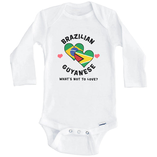 Brazilian Guyanese What's Not To Love Heart Flags Baby Bodysuit (Long Sleeves)